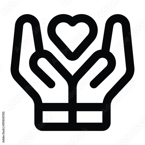 Minimal line illustration of hands holding heart representing respect, care, and empathy. Suitable for social, leadership, and teamwork visuals.