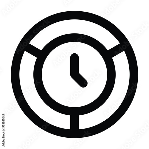 Minimal line illustration of clock with circular arrows representing time management and efficiency. Clean modern design for business and productivity visuals.