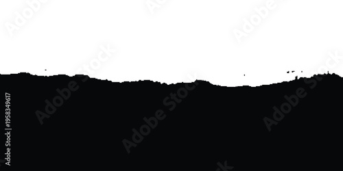 Abstract black and white land border, dark bottom and light upper split illustration.