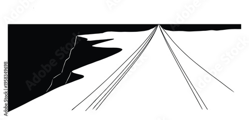 Abstract road leading towards vanishing point with dark horizon