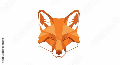 Abstract geometric fox head illustration in orange shades