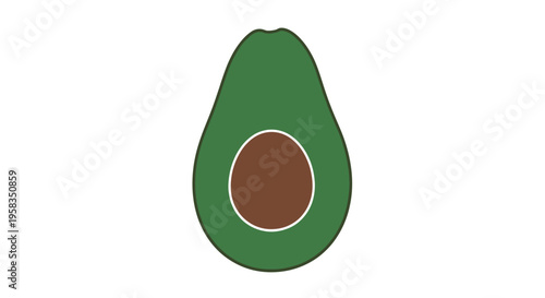 Avocado cut in half with pit simple flat design