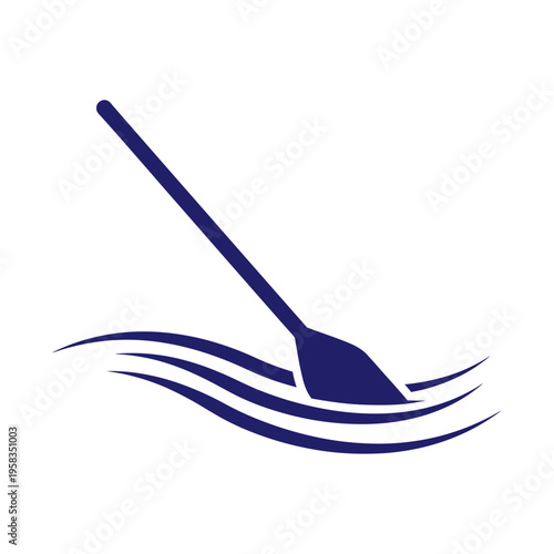 Blue paddle dipping into wavy water icon
