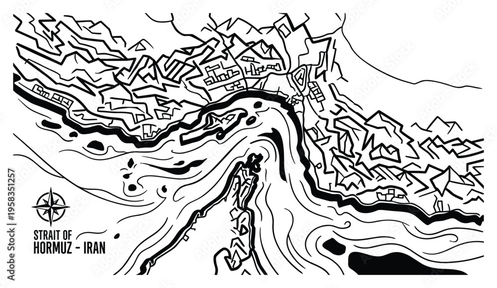 Obraz premium Strait of Hormuz map Iran location geographic artwork