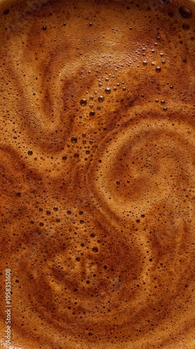 Coffee crema macro texture with dense microfoam bubbles