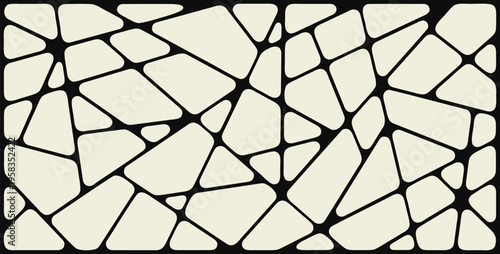Abstract geometric broken background forming different shapes. Monochrome Voronoi chaotic crack pattern.  Modern vector illustration 