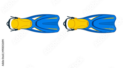 Pair of Blue and Yellow Swimming Flippers.