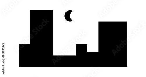 City at night landscape vector icon