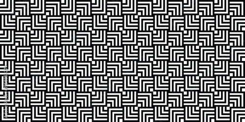 Abstract Seamless Geometric Square Pattern with Minimalist Black and White Concentric Corner Lines for Modern Background, Textile Design, and Digital Wallpaper