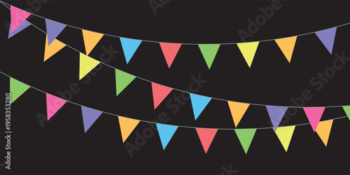 Colorful watercolor carnival garland with flag. Decorative colorful party pennants for birthday celebration, festival decor. Colorful bunting flags. vector