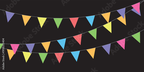 Colorful watercolor carnival garland with flag. Decorative colorful party pennants for birthday celebration, festival decor. Colorful bunting flags. vector