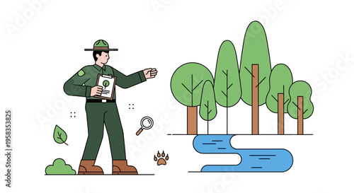 Park Ranger Inspecting Forest Ecosystem Health.