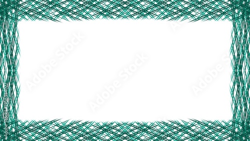 Abstract Green Woven Pattern Frame on White Background.