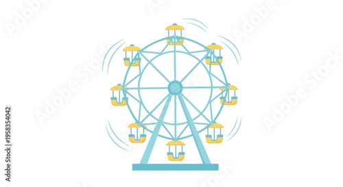 Baisakhi, Blue and yellow Ferris wheel vector icon, spinning amusement park ride illustration on white background