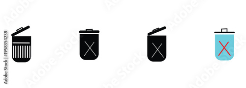 delete icon set. trash bin icon set. trash can icon. delete button set. Trash can symbol vector illustration.