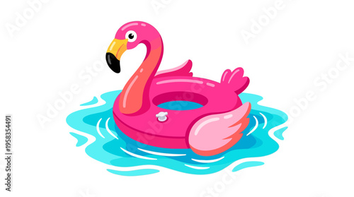 Pink Flamingo Pool Float Illustration.