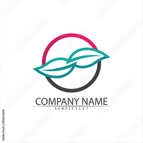 Tree leaf vector and green logo design friendly concept