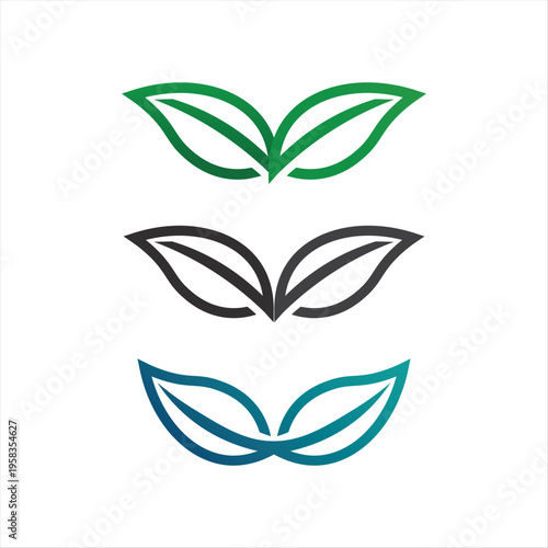 Tree leaf vector and green logo design friendly concept