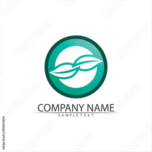Tree leaf vector and green logo design friendly concept