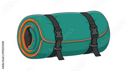 Rolled Up Camping Sleeping Mat with Straps.
