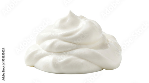 Whipped cream swirl with soft peaks on top creating a smooth and creamy texture against a plain white background and png