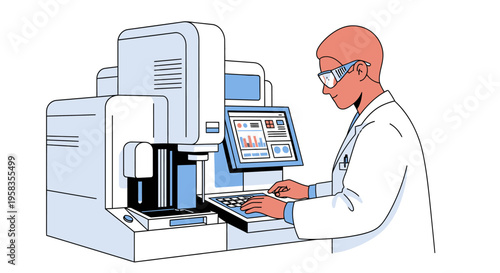 Scientist Operating Advanced Laboratory Equipment.