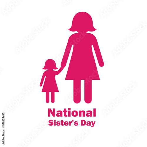 National sisters day national sisters day with pink silhouettes of mother and child