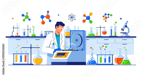 Scientist working in a modern laboratory with advanced equipment.