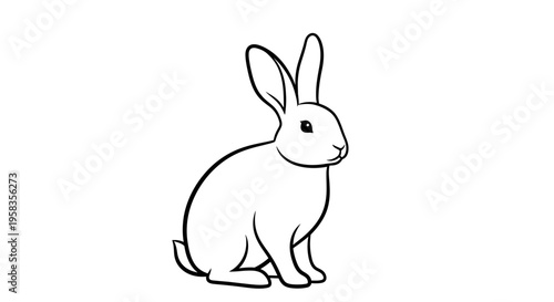 Simple outline drawing of a cute rabbit sitting.