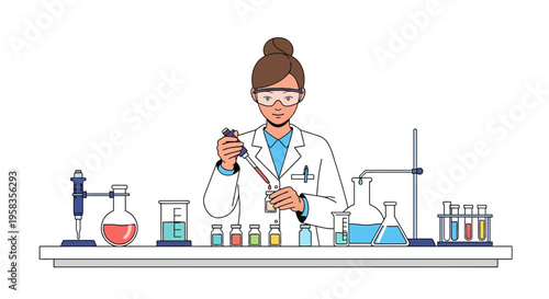 Scientist working in laboratory with equipment.