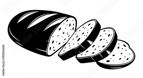 Sliced Loaf of Bread Illustration.
