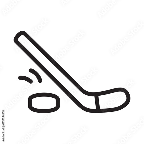 Ice Hockey Stick and Puck Line Art Icon for Winter Sports Leagues and Team Branding