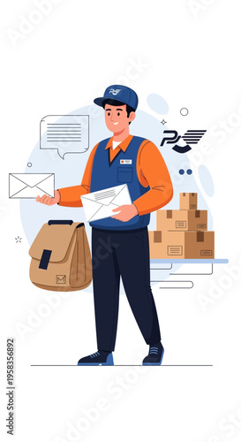 Postman Delivering Mail and Packages with a Smile.