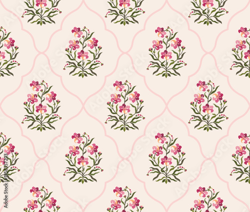 Vector Hand drawn colourful geometric flowers Motifs African boho paisley, seamless patterns with floral for fabric Ethnic Indian Pattern, textiles, clothing, wrapping paper, backdrop, banner.
