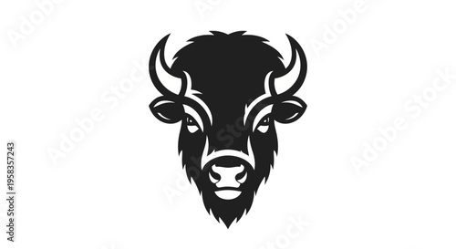 Stylized Bison Head Silhouette Vector Graphic.