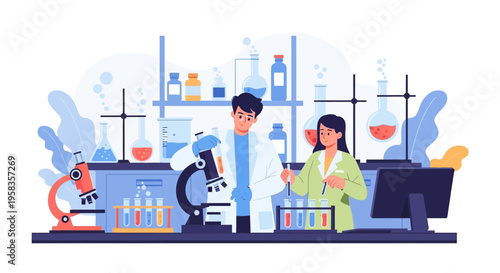 Scientists working in a modern laboratory setting.