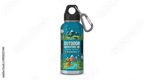 Outdoor Adventure Water Bottle with Carabiner Clip.