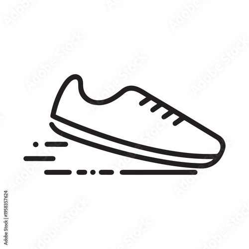 Running Shoe Sneaker for Athletic Fitness and Sports Training Linear Vector Icon
