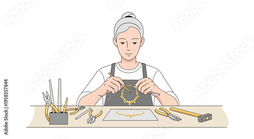 Skilled artisan meticulously crafting intricate jewelry with precision tools.