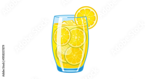 Refreshing Lemonade Drink with Sliced Lemons and Ice.
