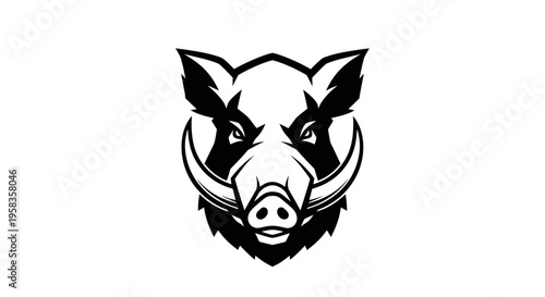 Stylized illustration of a wild boar head with tusks.
