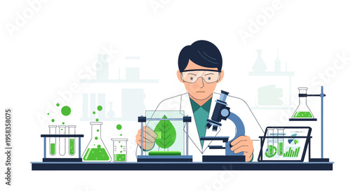 Scientist conducting research in a modern laboratory setting.