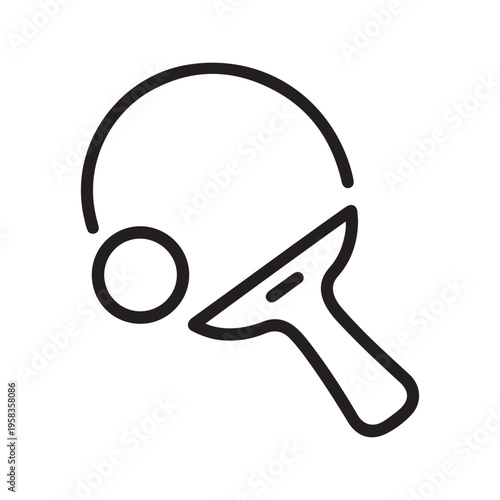 Table Tennis Racket and Ball Professional Ping Pong Sports Equipment Linear Vector Icon