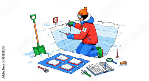 Scientist conducting research in an icy environment.