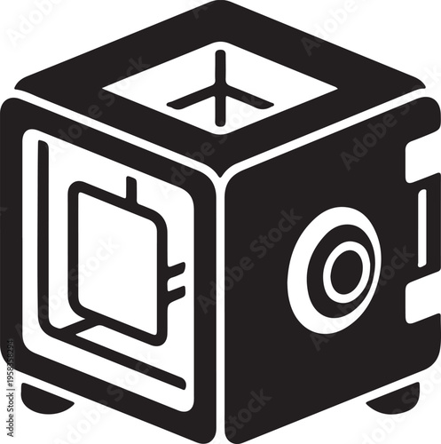 3D Printer Technology Concept FDM Printing Machine Components Precision Manufacturing Engineering Design Monochrome Vector