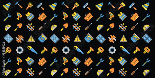 Hand drawn construction tools element vector background