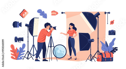 Professional Photography Studio Session with Model and Photographer.