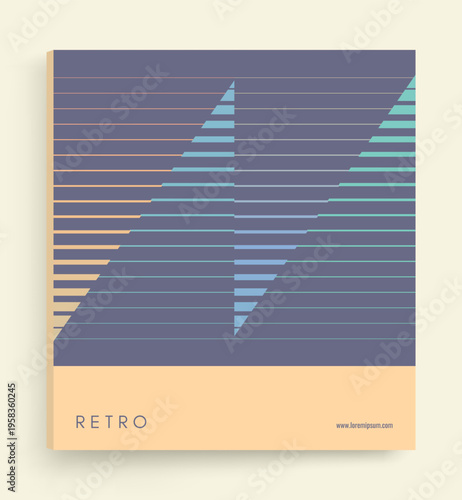 Abstract geometric pattern with thin and thick stripes. Symmetrical design. Retro style. Parallel lines pattern. Triangle. Vector for brochure, poster, cover, presentation, advertising or packaging.