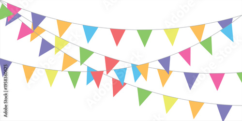 Colorful watercolor carnival garland with flag. Decorative colorful party pennants for birthday celebration, festival decor. Colorful bunting flags. vector illustration