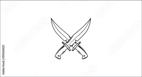 Two Crossed Knives Illustration Isolated on White Background.